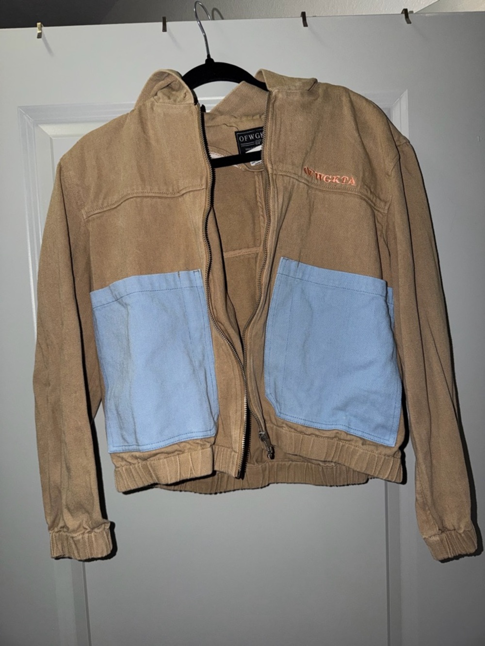 OFWGKTA Tan and Light Blue Hooded Jacket
